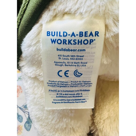 Build-A-Bear Workshop White Bear In Green Military Jacket - Picture 5 of 5
